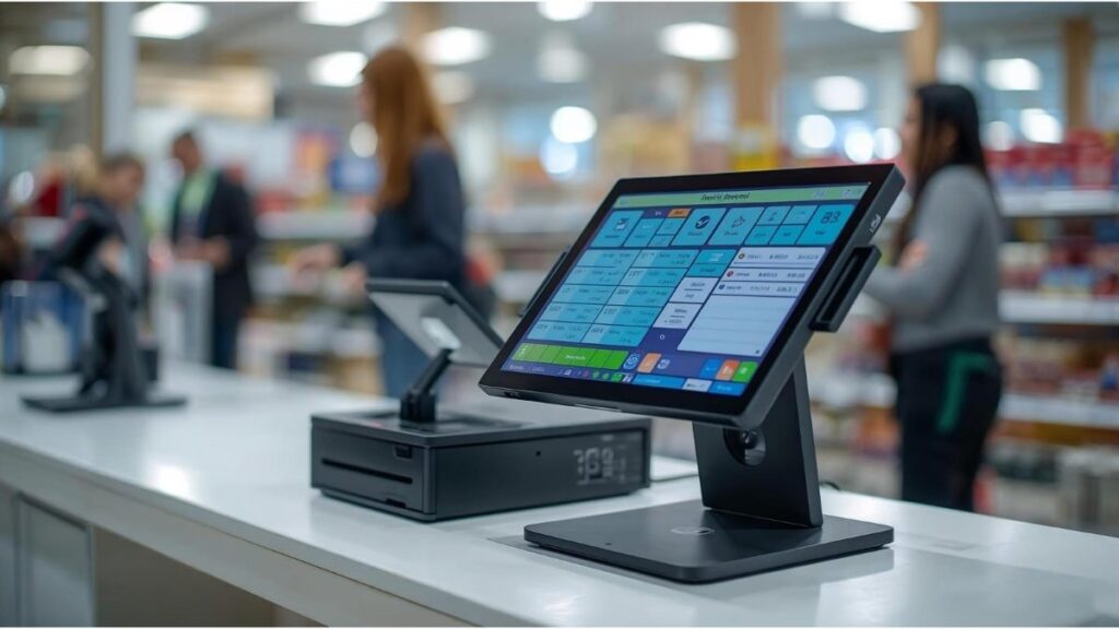 Retail franchise POS checkout system in action